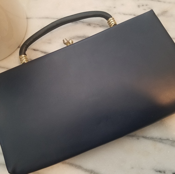 Vintage HL USA Harry Levine | Small Navy Blue Clutch Purse - Picture 3 of 10